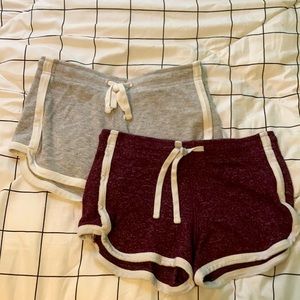 2 Pack XXS Aeropostale Comfy shorts maroon and grey